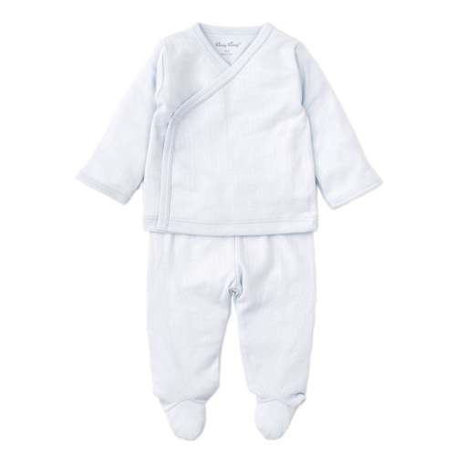 Pointelle Light Blue Cross Tee & Pant Set