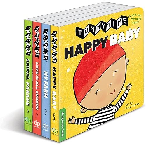 TummyTime Fold-Out Book Set: 4 high-contrast books to help develop strength and eye coordination for your baby Board book – August 30, 2022