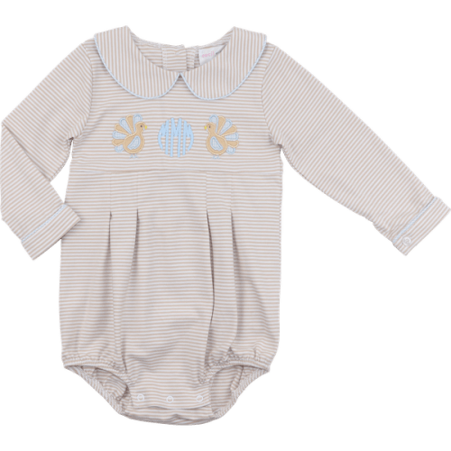 Khaki Striped Knit Applique Turkey Bubble – Cecil & Lou