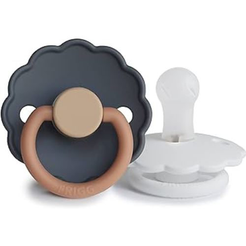 FRIGG Daisy SilkySoft Silicone Baby Pacifier | Made in Denmark | BPA-Free (Aurora/Bright White, 0-6 Months)