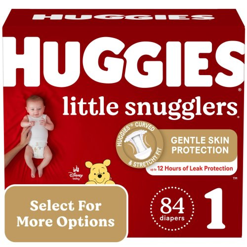 Huggies Little Snugglers Baby Diapers, Size 1 (8-14 lbs), 84 Ct (Select for More Options)