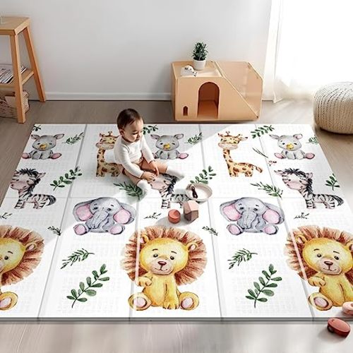 79 x 71 Foldable Large Play Mat for Babies, Non Toxic Foam Play Mat, Thick & Waterproof Baby Playmat for Floor, Anti-Slip Baby Playpen Mat for Toddler