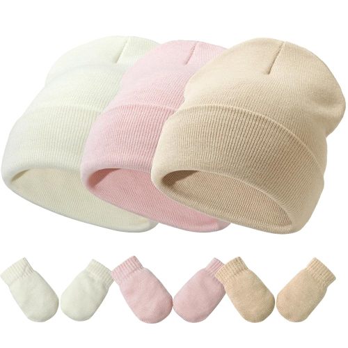 Baby Hats and Mittens Set Infant Toddler Beanie Caps Hospital Hat Set Newborn Gloves for Baby Boys Girls