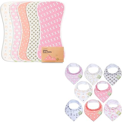 Organic Burp Cloth & Organic Bandana Bibs by KeaBabies - Soft Cotton Burp Cloth & Bib Set for Baby Boys & Girls - Perfect Baby Shower Essentials for New Mom