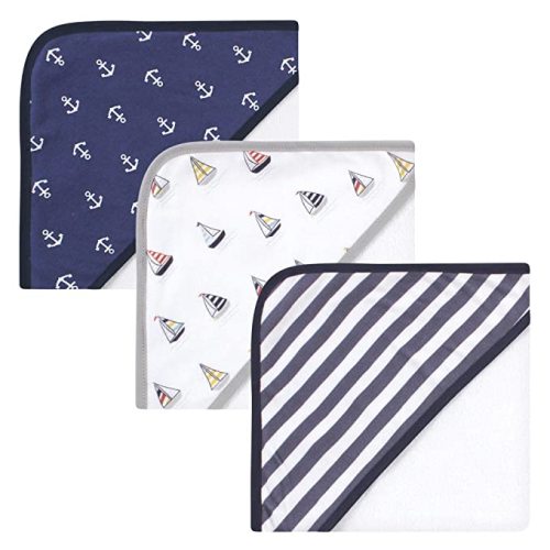 Hudson Baby Unisex Baby Cotton Rich Hooded Towels, Captain, One Size