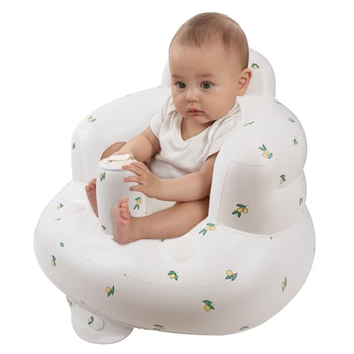 Inflatable Baby Seat for Babies 3 Months and Up, Toddler Floor Seats for Sitting Up, Built in Air Pump Baby Seats for Kids, Blow Up Baby Chair with Back Support - Oliver