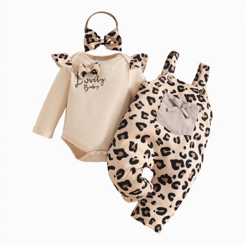UAYOTSE Baby Girls Clothes Baby Girls Outfit Long Sleeve Ruffle Romper Floral Pants Headband Sets 0 18 Months(Beige#1,3-6 Months)