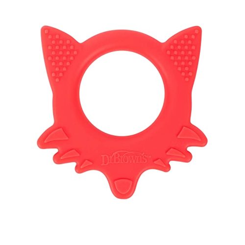 Dr. Brown's Flexees Friends Orange Fox, Soft 100% Silicone Baby Teether, BPA Free, 3m+ - Fox, Orange - 1 Pack