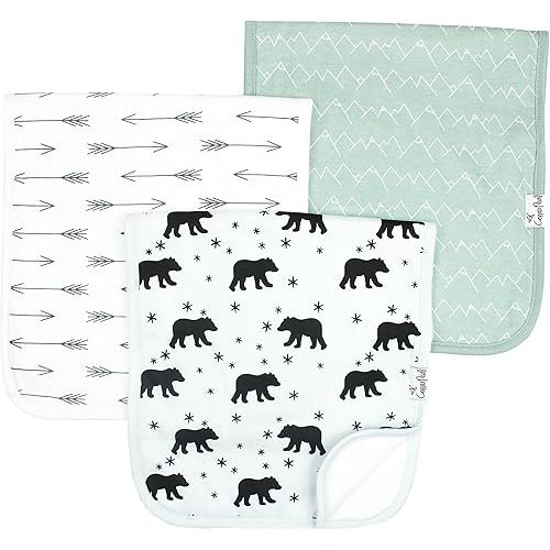 Copper Pearl Premium Baby Burp Cloths - 3-Pack Large Cotton Burp Cloths, Extra Soft Spit Up Rags with 3 Absorbent Layers, Perfect for Baby Boy Gifts (21" x 10" Size, Archer Set)