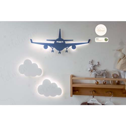 Kids night light , Airplane light , Airplane and Cloud wall lamp , Kids Wall Lamp , Nursery Lamp , Baby Room Decor, Baby Shower Gift