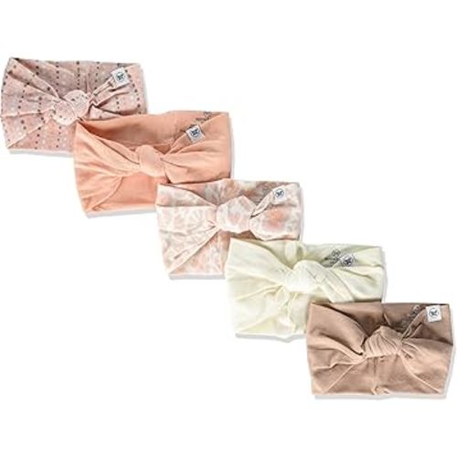 HonestBaby Girls' Organic Cotton Knotted Headbands Multi-Pack, 5 Pack Pink Sands, One Size