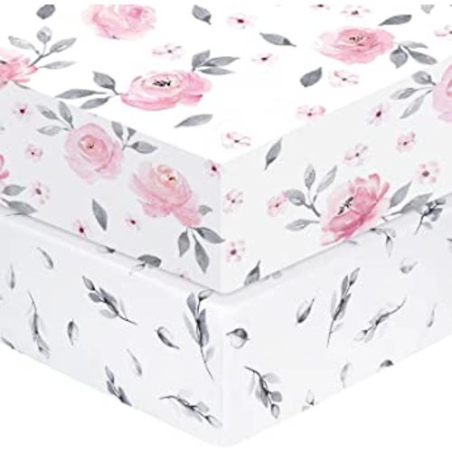 Amazon.com: PHF 100% Cotton Crib Sheets Fitted 2 Pack, Soft Breathable Comfortable Baby Sheet Set for Girls, Premium Crib Sheets Fits Standard Crib and Toddler Mattress 28in x 52in, Floral Flowers & Leaf : Baby