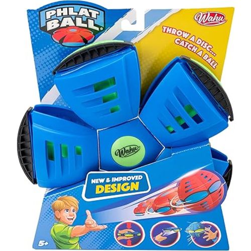 WAHU Phlat Ball Classic Flying Saucer Ball Toy for Kids Ages 5+, Collapsible Time Delay Frisbee Flying Disc Toy, Throw a Disc Catch a Ball, Blue