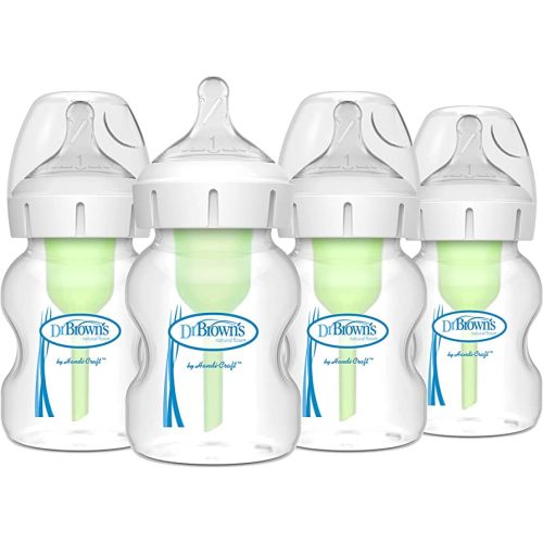 Amazon.com : Dr. Brown's Natural Flow Anti-Colic Options+ Wide-Neck Baby Bottles 5 oz/150 mL,with Level 1 Slow Flow Nipple,4 Pack,0m+ : Baby