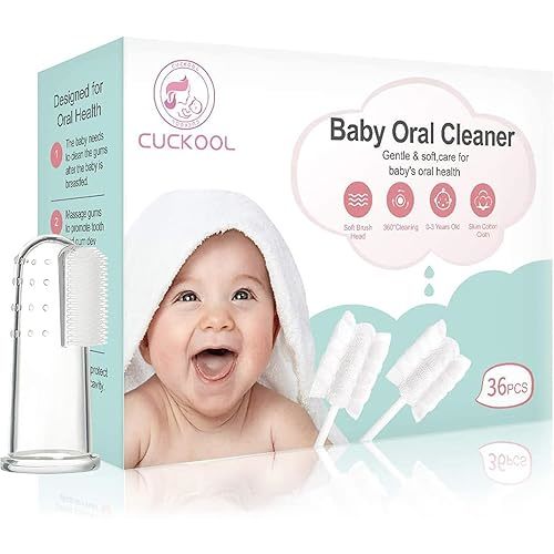 Baby Toothbrush, Infant Toothbrush Clean Baby Gums Disposable Tongue Cleaner Gauze Toothbrush Infant Oral Cleaning Stick Dental Care for 0-36 Month Baby