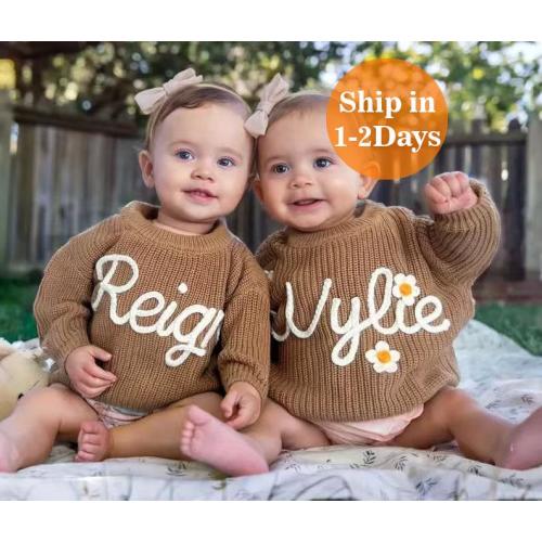 Hand Embroidery Sweaters, Custom Toddler Sweaters, Knit Sweater, Baby Jumper, Gifts for Daughters, Nursery Gifts, Baby Boy Gift, Baby Girl