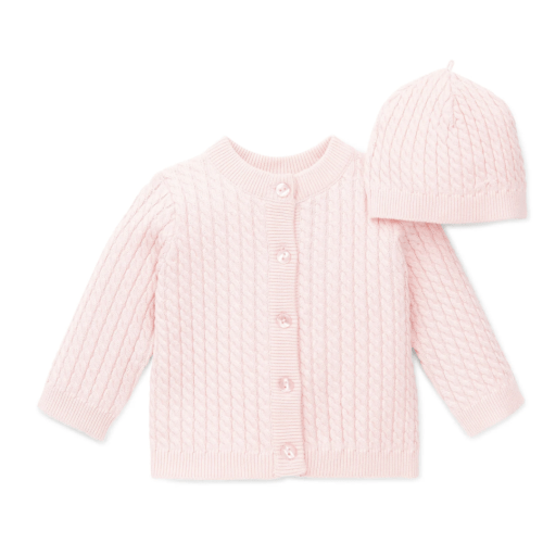 Pink Cable Sweater and Hat
