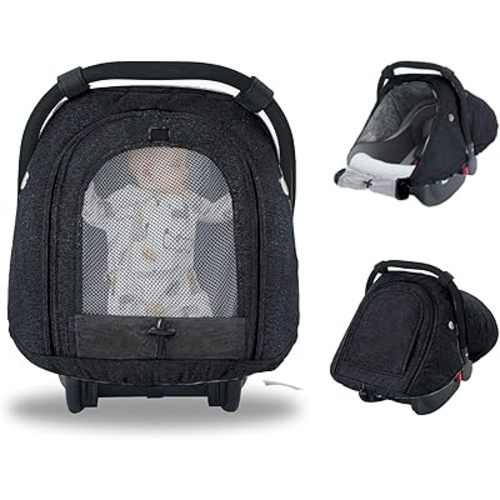 Fairy Baby Winter Car Seat Cover for Baby Carseat with Mesh Window(Black),Infant Warm&Cozy Car seat Covers Baby for Travel, Waterproof CarSeat Cover for Babies.