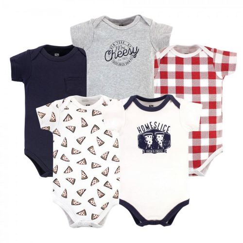 Hudson Baby Short Sleeve Bodysuits, 5-Pack, Newborn- 24 Months