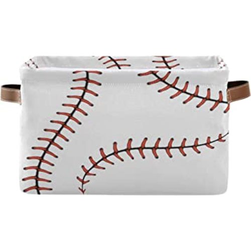 AUUXVA Baseball Storage Basket, Sports Theme Softball Large Storage Bins Box with Handles, Easter Gift Baskets Ideal for Baby Kids, Room Nursery Decor, Organizing Clothes, Toys, Books, Collapsible