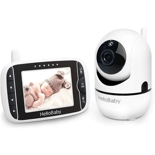 HelloBaby Baby Monitor with Remote Pan-Tilt-Zoom Camera and 3.2'' LCD Screen, Infrared Night Vision (Black)