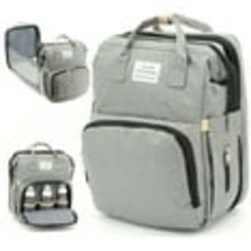 Diaper Bag Backpack, Baby diaper bags with Changing Pad Insulated Milk Bottle Pockets for Travel, Grey
