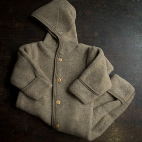 Baby Merino Wool Fleece Suit - Walnut Melange