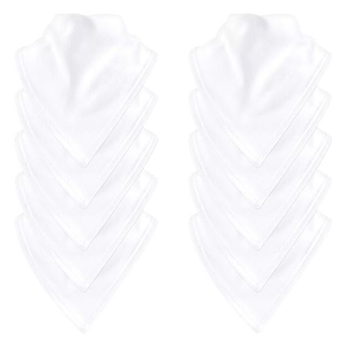 Touched by Nature Unisex Baby Organic Cotton Bandana Bibs, White, One Size