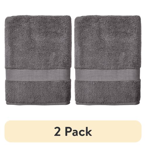 (2 pack) Better Homes & Gardens Signature Soft Solid Bath Towel, Grey Flannel