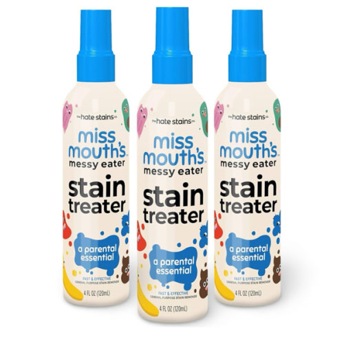 Miss Mouth's Messy Eater Stain Treater Spray - 4oz 3 Pack Stain Remover - Newborn & Baby Essentials - No Dry Cleaning Food, Grease, Coffee Off Laundry, Underwear, Fabric