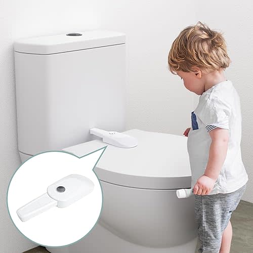 Inaya Toilet Lock Baby Proof, Toilet Seat Lock with 3M Adhesive for Child Safety, Easy Installation and No Tools Needed, Fits for Most Toilet Seats, Ideal for Safe of Baby and Pets (White/1 Pack)