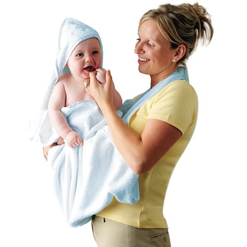 ClevaMama Apron Hooded Baby Towel - Bath Towel With Hood, Soft Cotton Bath Wrap, Blue