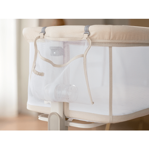 Fodoss Baby Bassinets Bedside Sleeper - All Mesh Bedside Bassinet with Wheels, 7 Height Adjustable Baby Bassinet for Infants, Beige