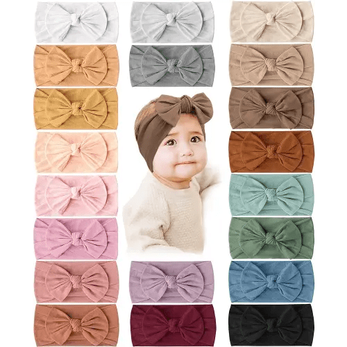 Prohouse 20PCS Baby Nylon Headbands Hairbands Hair Bow Elastics for Baby Girls Newborn Infant Toddlers Kids