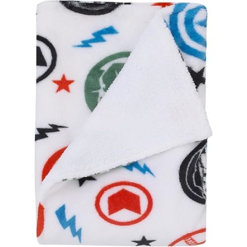 NOJO Marvel The Avengers Red, White, and Blue Super Soft Sherpa Baby Blanket