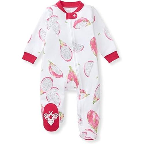 Burt's Bees Baby Essentials Girls' Organic Cotton One-Piece Zip Front Sleep and Play Footed Pajamas