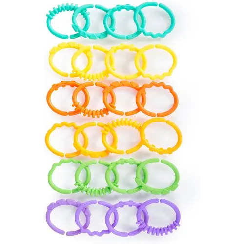 Bright Starts Lots of Links Rings Toys for Stroller or Carrier Seat, BPA-Free, Ages 0 Months Plus, Multicolor, 24 Count