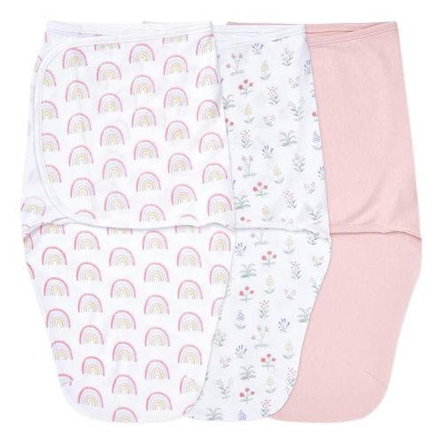 Aden + Anais Easy Swaddle Wrap, Newborn Wearable Swaddle Blanket, Adjustable Fasteners, 100% Cotton, 3 Pack, 0-3 Months, Spring Flower - Small/Medium (3-Pack) - 100% Cotton (1.0 Tog) - No Zip - Spring Flowers