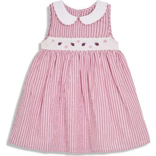 Stripe Ladybug Embroidered Cotton Dress, 12-18M