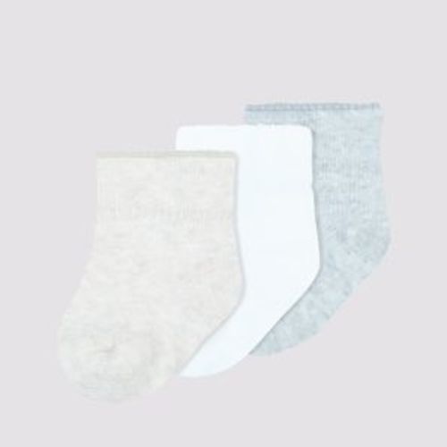 Baby Organic Cotton Turn Over Rib Cuff Socks 3 Pack - Underworks - Oat, white, latte | Target Australia