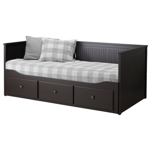 HEMNES Daybed frame with 3 drawers - black-brown Twin