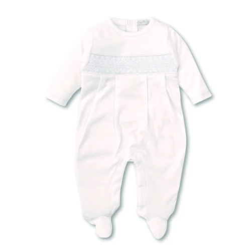 Hand Smocked CLB Charmed White/Blue Footie (3-6 Month)
