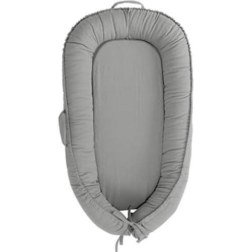 Infant Lounger, Baby Nest Cover for Baby Girls & Boys, Newborn Essentials for Baby 0-18 Months, 100% Cotton Breathable, Co Sleeper for Baby in Bed (Slate Gray)