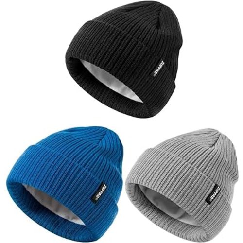 Baby Beanie Hat 3 Packs Toddler Girls Boys, Baby Hats Winter Warm Knitted Thermal with Fleece Lining, Kids Winter Hat