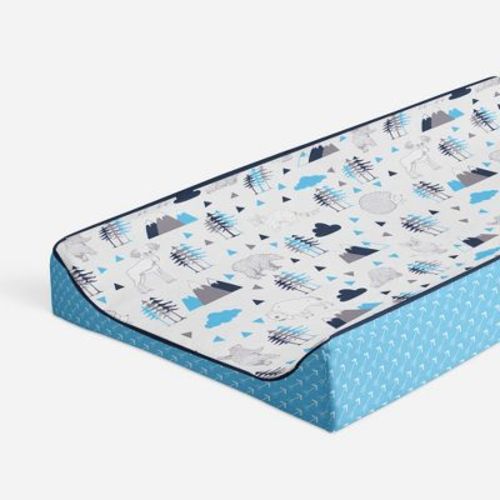 Bacati - Woodlands Aqua/Navy/Gray Aqua Arrows Boys Cotton Changing Pad Cover