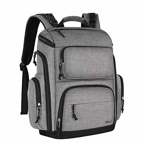 Mancro Diaper Bag Backpack, Multifunctional Travel Dad Diaper Bag with Insulated Pockets, Large Capacity Baby Diaper Backpack for Men and Women with Laptop Pocket and Stroller Straps, Grey