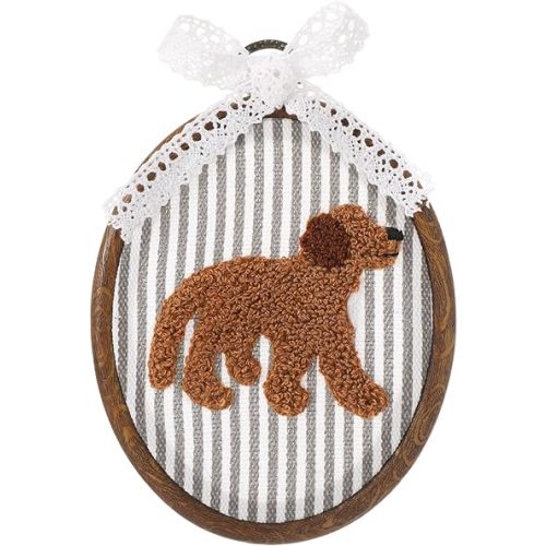 Blulu Dog Nursery Decor Vintage Wall Art Decor Framed Canvas Art Prints with Bow Rustic Farmhouse Cottagecore Hanging Artwork for Bedroom Playroom