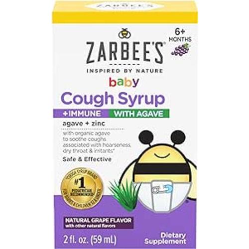 Amazon.com: Zarbee's Baby Cough Syrup + Immune with Organic Agave + Zinc; Natural Grape Flavor; 2 Fl Oz for Babies 6+ Months : Health & Household