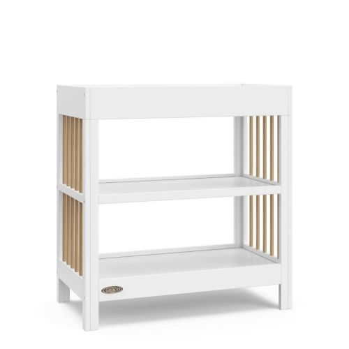 Graco Teddi Changing Table with Water-Resistant Changing Pad - White/Driftwood