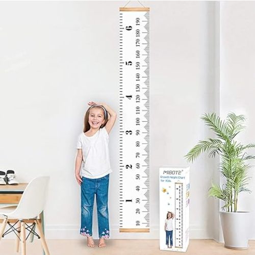 MIBOTE Baby Growth Chart Handing Ruler Wall Decor for Kids, Canvas Removable Growth Height Chart 79" x 7.9"